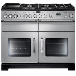 Rangemaster Excel 110 Dual Fuel Range Cooker Silver/Chrome Trim